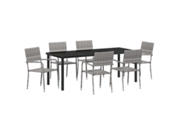 Maison Exclusive - Conjunto De Comedor De Jardín 7 Pcs Gris Ratán Sintético