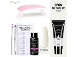 Kit de uñas de gel de poliéster con lámpara UV de 6 W, herramientas de manicura rápida GOKOCO