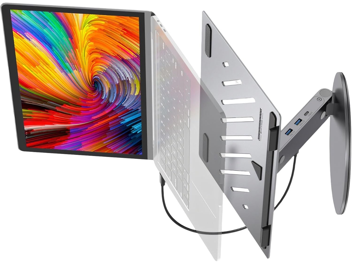 Soporte Giratorio Versátil Para Ordenador Combinado Con Un Concentrador Usb-c De 6 Puertos.