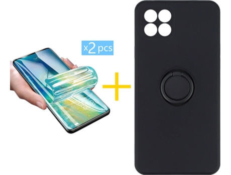 Carcasa + 2 Protectores de Pantalla para Huawei P40 Lite ACCETEL Negro