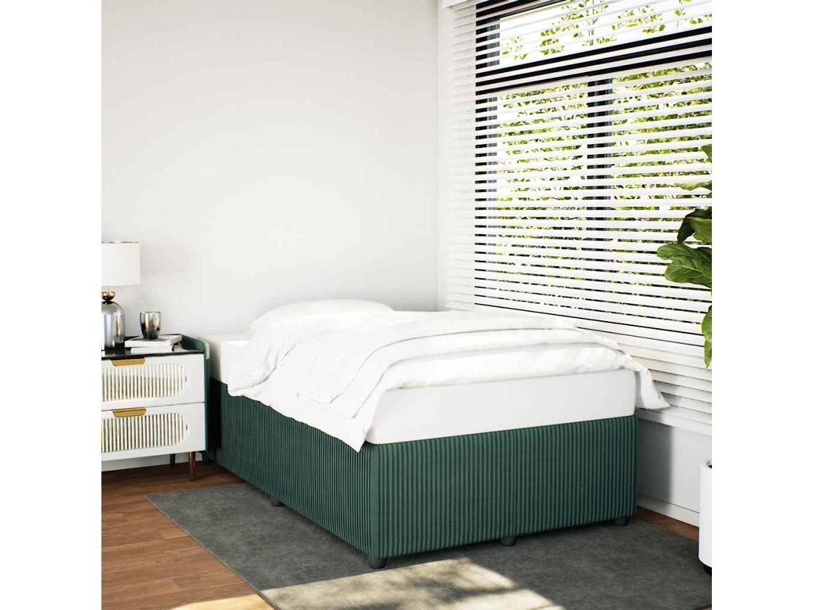 Estructura Cama Sin Colchón Terciopelo Verde Oscuro 120x190cm