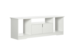 Rack Para Tv Design Contemporâneo Com 3 Nichos E Armário De 2 Portas Em Painéis De Partículas Branco 120x30x41 Cm