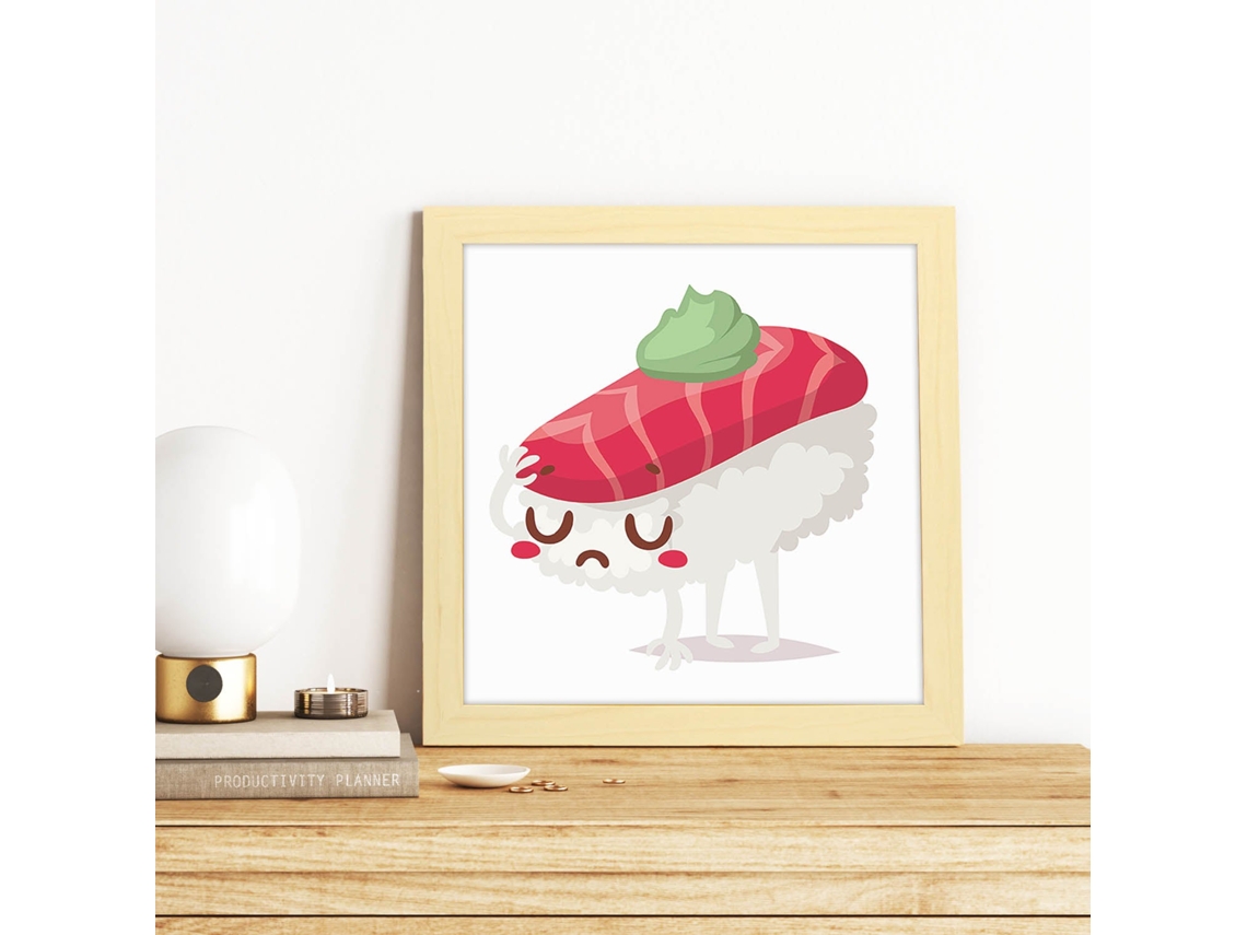 Póster NACNIC Cuadrado de Sushi. Sushi Wasabi, con Dibujos de Sushi, Onigiri, y Otras Comidas Japonesas.