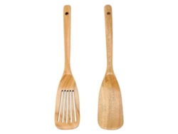 Utensilios cocina madera pack 2 cucharas y espátula. Diseño elegante. Ideal para hogar.