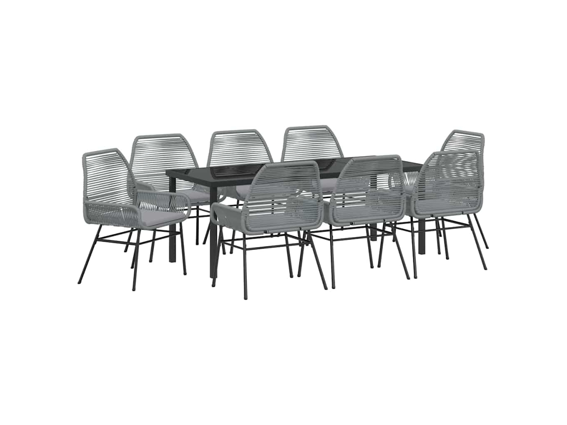 Maison Exclusive - Conjunto De Comedor De Jardín 9 Pcs Gris Ratán Sintético