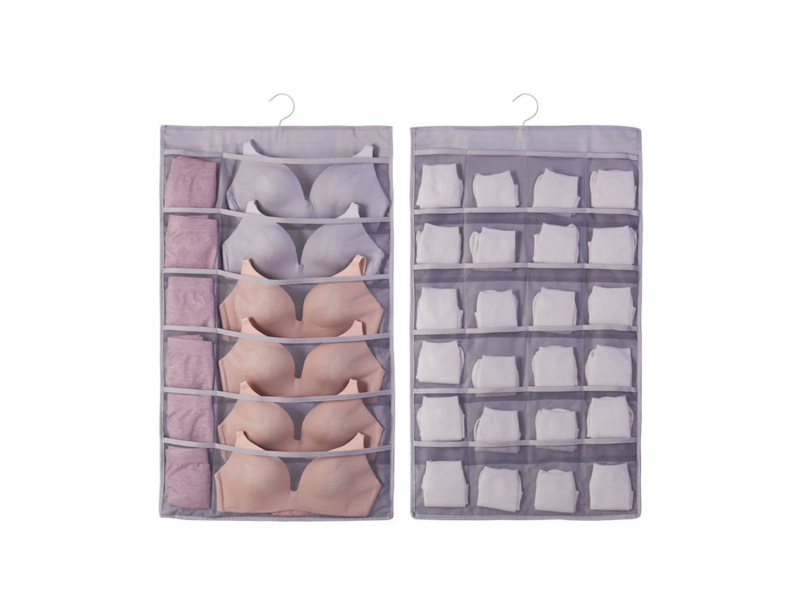 JEIIBRZUI Organizador Sutiãs Suspenso Capacidade ZEAICOS Oxford Cinzento (46x16x4cm)