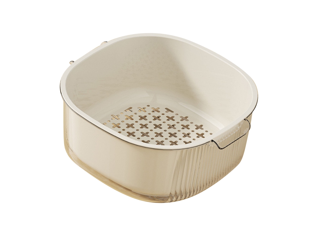 Tigela De Coador De Duas Camadas Em Plástico Espessado Multifuncional Para Lavar Frutas E Legumes Na Cozinha
