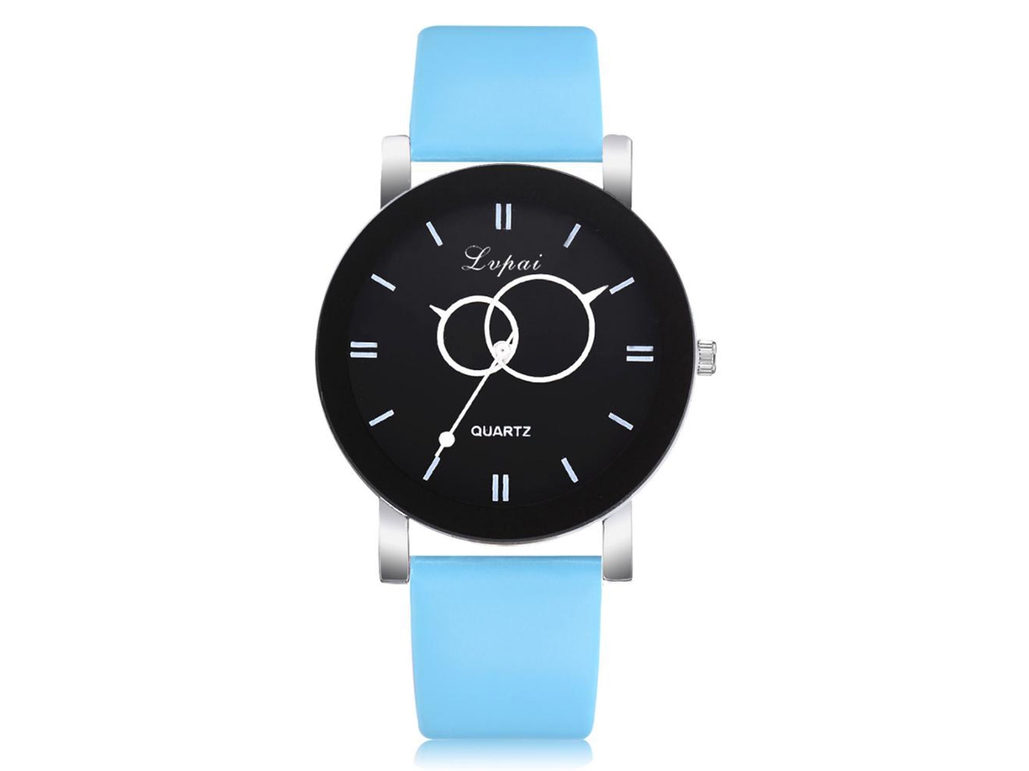 Reloj de cuarzo para mujer con brazalete de poliuretano, diseño casual y elegante (azul cielo)