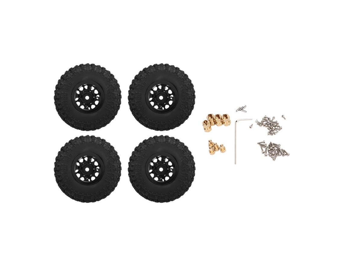 Ruedas Y Neumáticos De Aleación De Aluminio Para Coches Rc Compatibles Con El Coche Teledirigido Traxxas 1/18 Trx4m - Negro