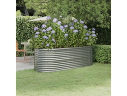 Jardinera De Acero Recubrimiento En Polvo Plateado 224x80x68 Cm