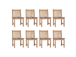 Sillas de jardín DKD Home Decor de 8 piezas con cojines, madera maciza de teca
