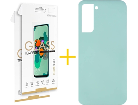 Carcasa + 2 Protectores de Pantalla para Samsung Galaxy S22 Plus 5G SKYHE Verde Agua