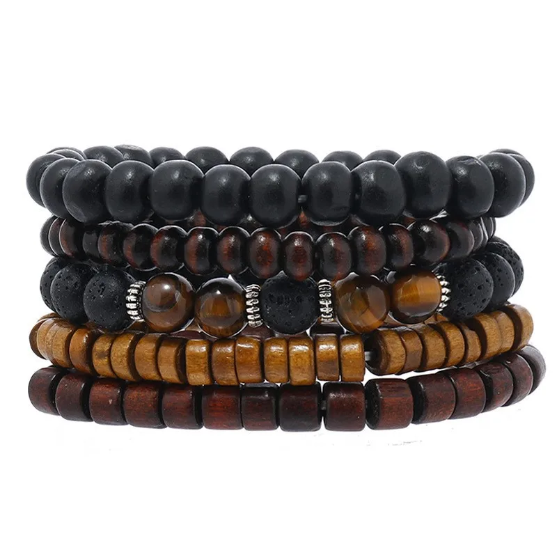 Pulsera De Cuentas De Madera, Pulsera Con Cruz Del Árbol De La Vida Para Meditación Y Yoga