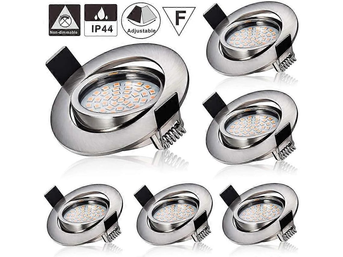 Rebe-foco Empotrado Led 6x 5w 3000k Blanco Cálido 230v 55mm, 24mm Profundidad, Aluminio Die-cast, Sin Parpadeo, 400lm