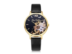 Reloj De Pulsera Casual De Moda Para Mujer Con Esfera Redonda, Acabado Brillante En Polvo, Piel Sintética Y Cuarzo Rosa.