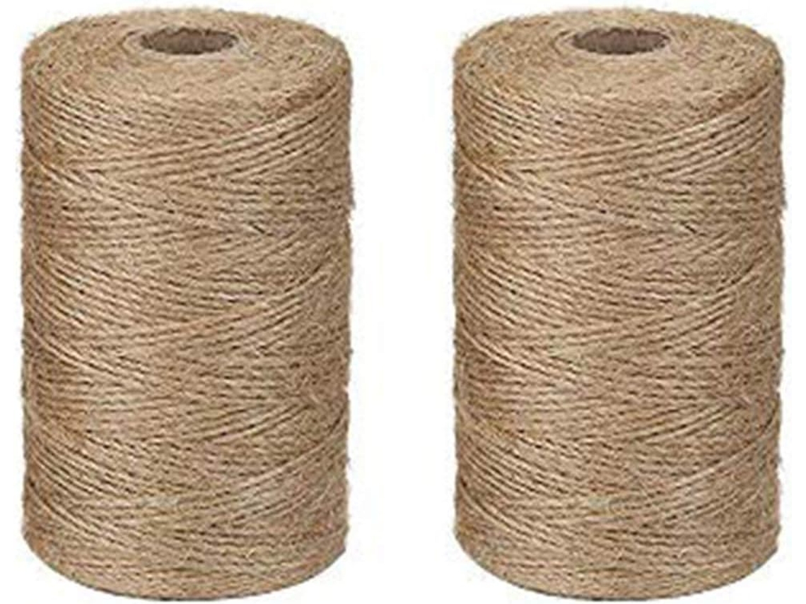 RNEMITERY Cuerda de Yute Natural 200m/2 Carretes para Envoltorio de Regalo, Decoración de Boda, Jardín, Manualidades DIY