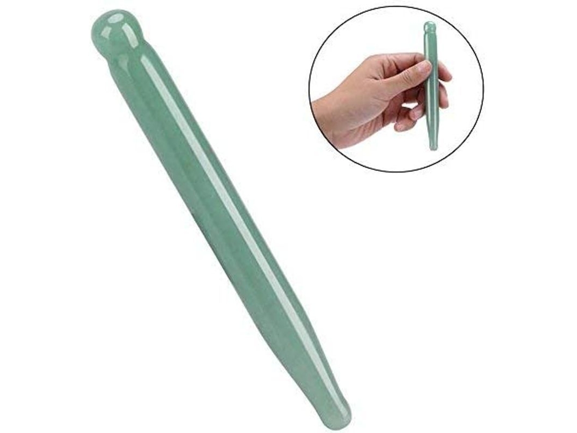 Bastón De Acupresión De Piedra De Cristal De Aventurina Natural De 12 Cm Para Masaje Y Cuidado Corporal.