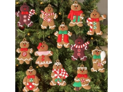 12 adornos de plástico de hombre de jengibre – Decoraciones para árbol de Navidad de 7,6 cm