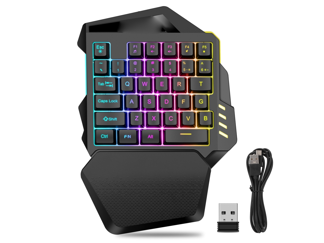 Teclado Inalámbrico Para Juegos Rgb De 2,4 Ghz Con Una Sola Mano, 35 Teclas Y Carcasa Compacta De Abs Para Ordenadores.