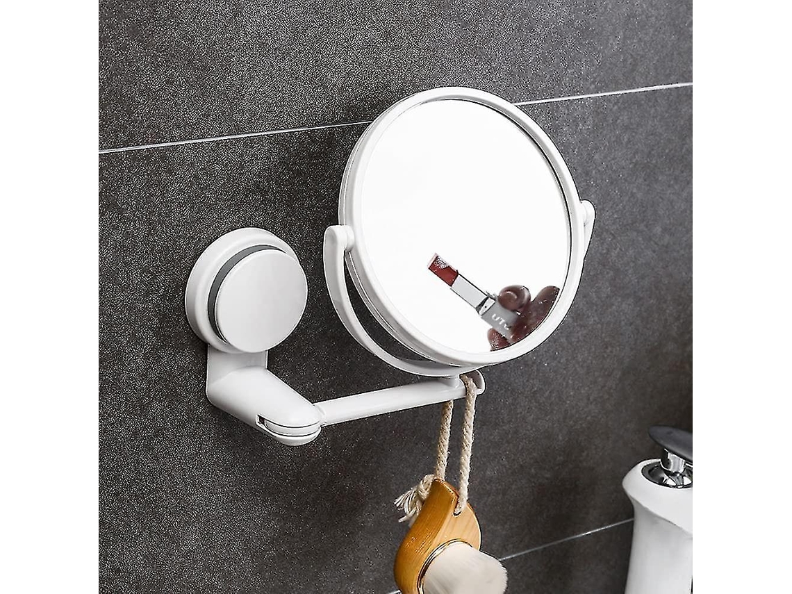 Rebe-espejo De Baño Con Ventosa Espejo De Maquillaje Doble Lado Ajustable 360 Grados Pared Y Mesa Con Gancho