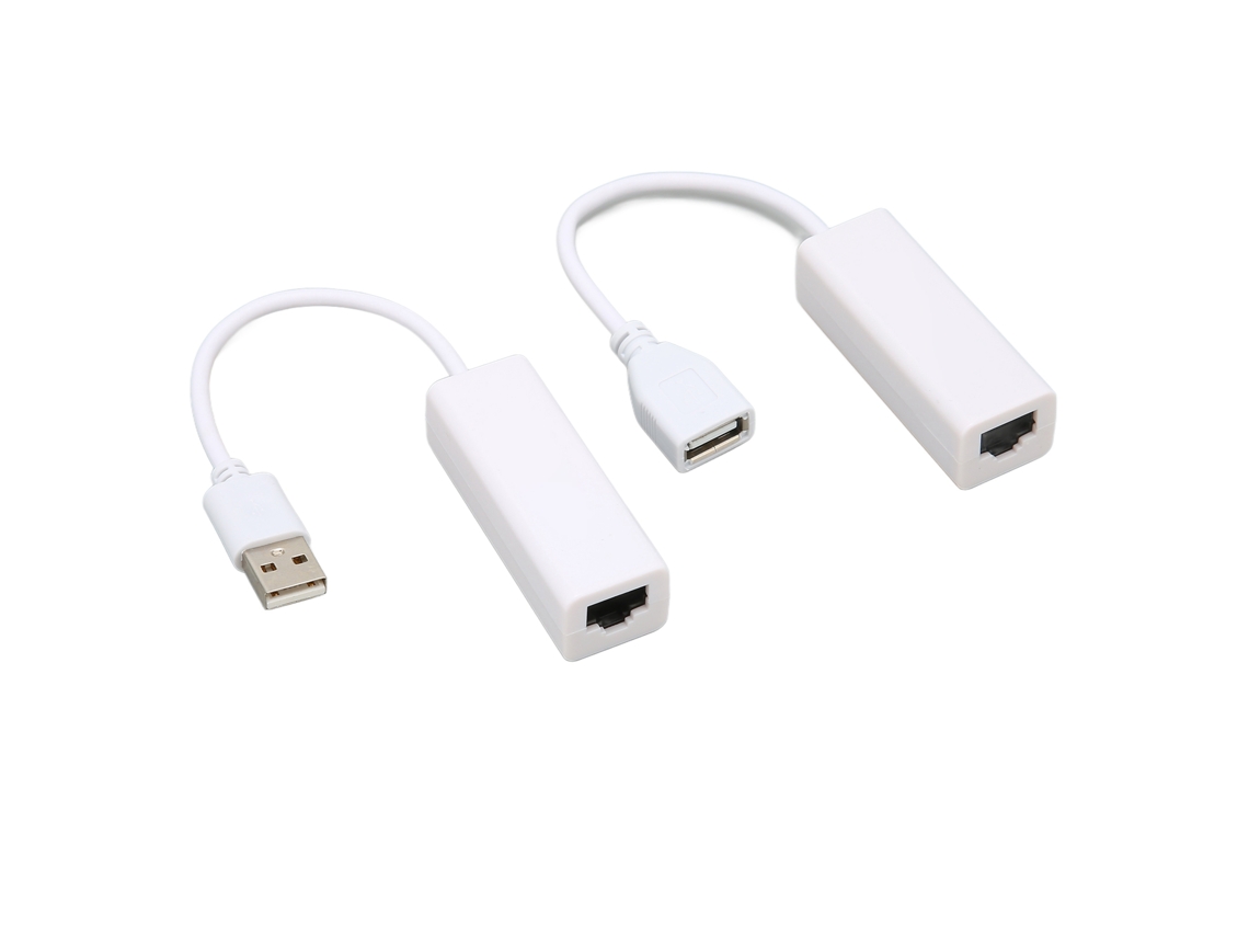 Adaptador de extensión de cable Ethernet, extensor USB 2.0, convertidor RJ45