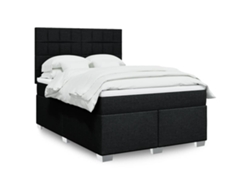 Cama Box Spring Con Colchón Tela Negro 160x200 Cm