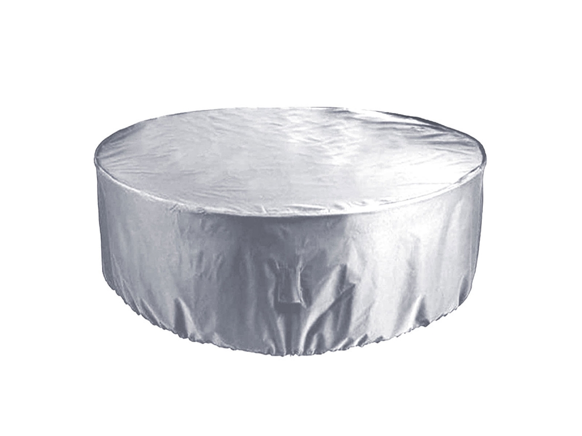 KOFIHETY Cubierta Redonda para Mesa de Terraza, Fundas Impermeables para Muebles de Jardín, Cubierta para Mesa y Sillas de Exterior, Color Plateado, 2 Tamaños