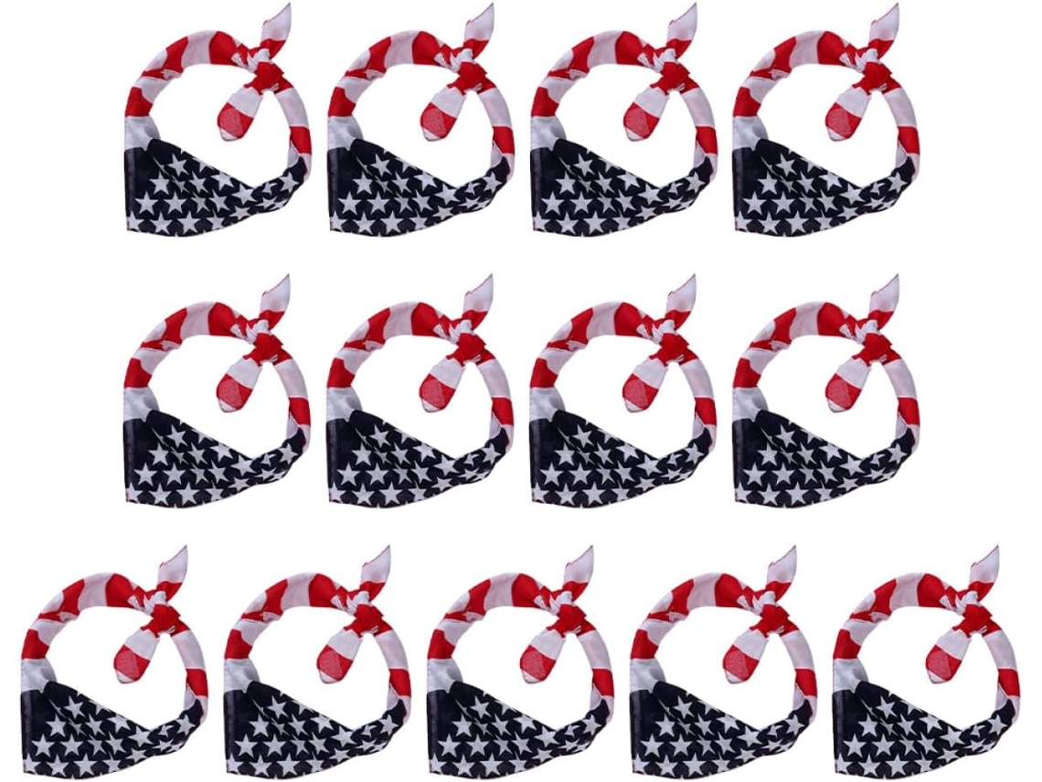 Lot De 13 Bandanas Drapeau Américain En Polyester Réutilisables, Faciles A Transporter, Accessoires
