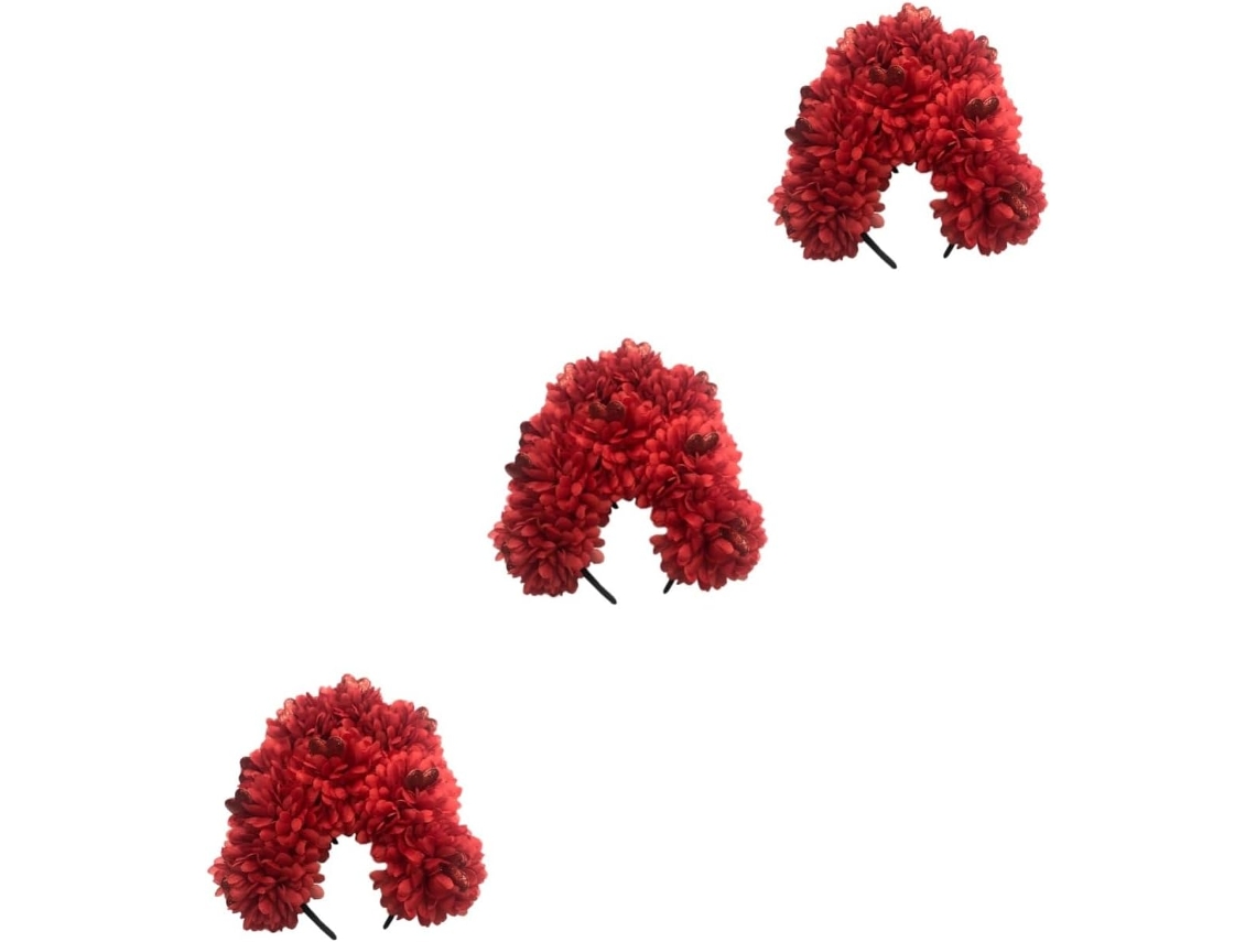 Conjunto De 3 Peças De Tiara Floral Vermelha Elegante Para Casamentos, Acessórios De Cabelo Para Festas, Ensaios Fotográficos E Muito Mais.