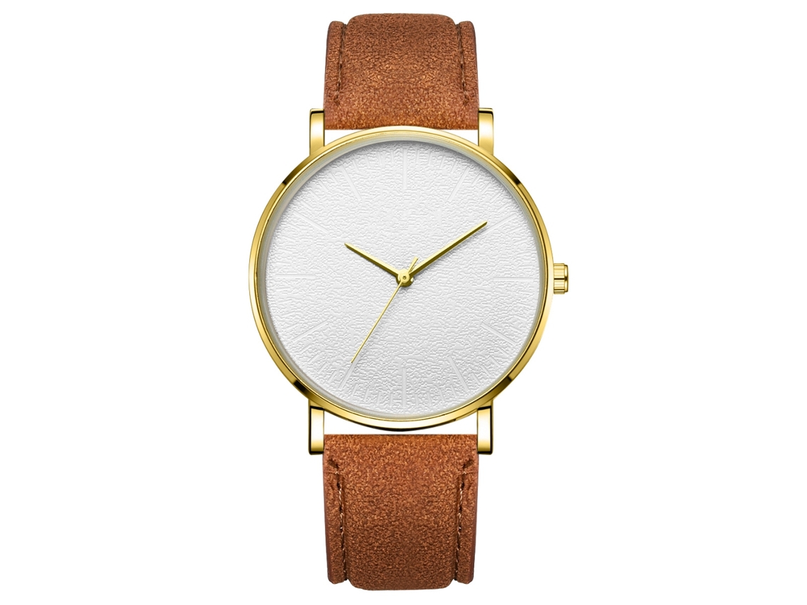 Relógio De Pulso Masculino De Quartzo Com Pulseira De Couro Pu Minimalista Zhoulianfa Rosa