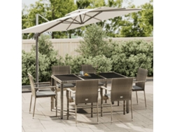 Juego de comedor de jardín de 7 piezas DKD Home Decor con cojines de mimbre gris