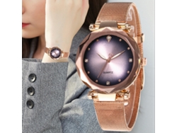 Reloj De Pulsera De Aleación Para Hombre Con Movimiento De Cuarzo Sencillo Y Moderno, Color Rosa.