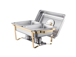 Juego de buffet rectangular Succebuy de 4 litros (paquete de 2) con sartenes medianas de acero inoxidable
