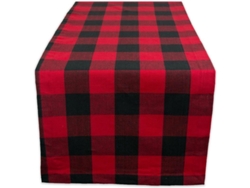 Mantel Rebe Classic Country Style, cuadros búfalo, 35,56 x 274,32 cm, rojo y negro, 100% algodón.