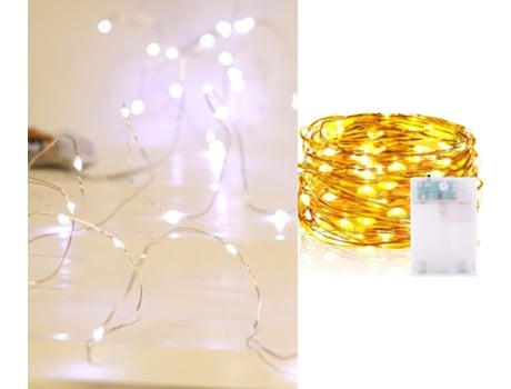 Guirnaldas Luces LED alambre de cobre Decoración Interior Varios Colores con Bateria 3AA 20LED 2M Blanco SELEOK