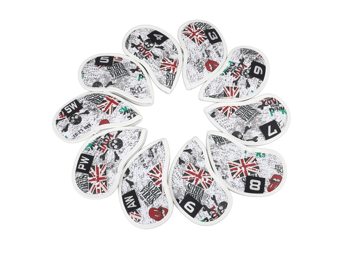 Junli-10 Fundas Para Cabezas De Palos De Golf De Piel Sintética Con Diseño De Calavera Y Usb, Color Rojo
