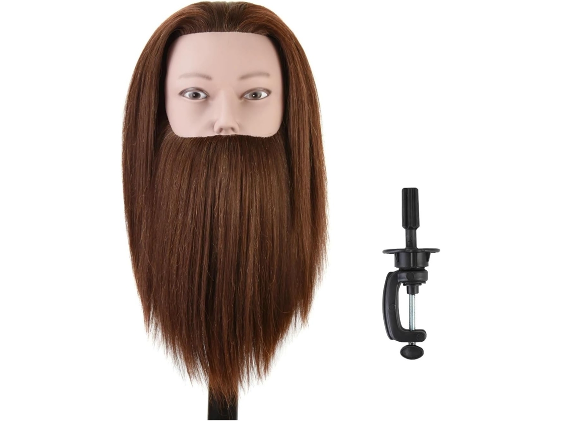 Cabeza De Maniquí Masculino De 35,5 Cm (14 Pulgadas), 100% Cabello Humano, Para Peluqueros, Con Soporte Para Peluca.