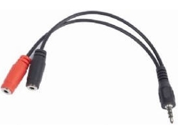 Cable Audio GEMBIRD (Jack 3.5 mm - 0.2 m - Negro)