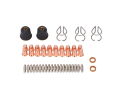 Kit de accesorios para antorcha de plasma de 47 piezas: electrodo Pr0010, boquilla protectora Pd0116-08 y anillo de vórtice.