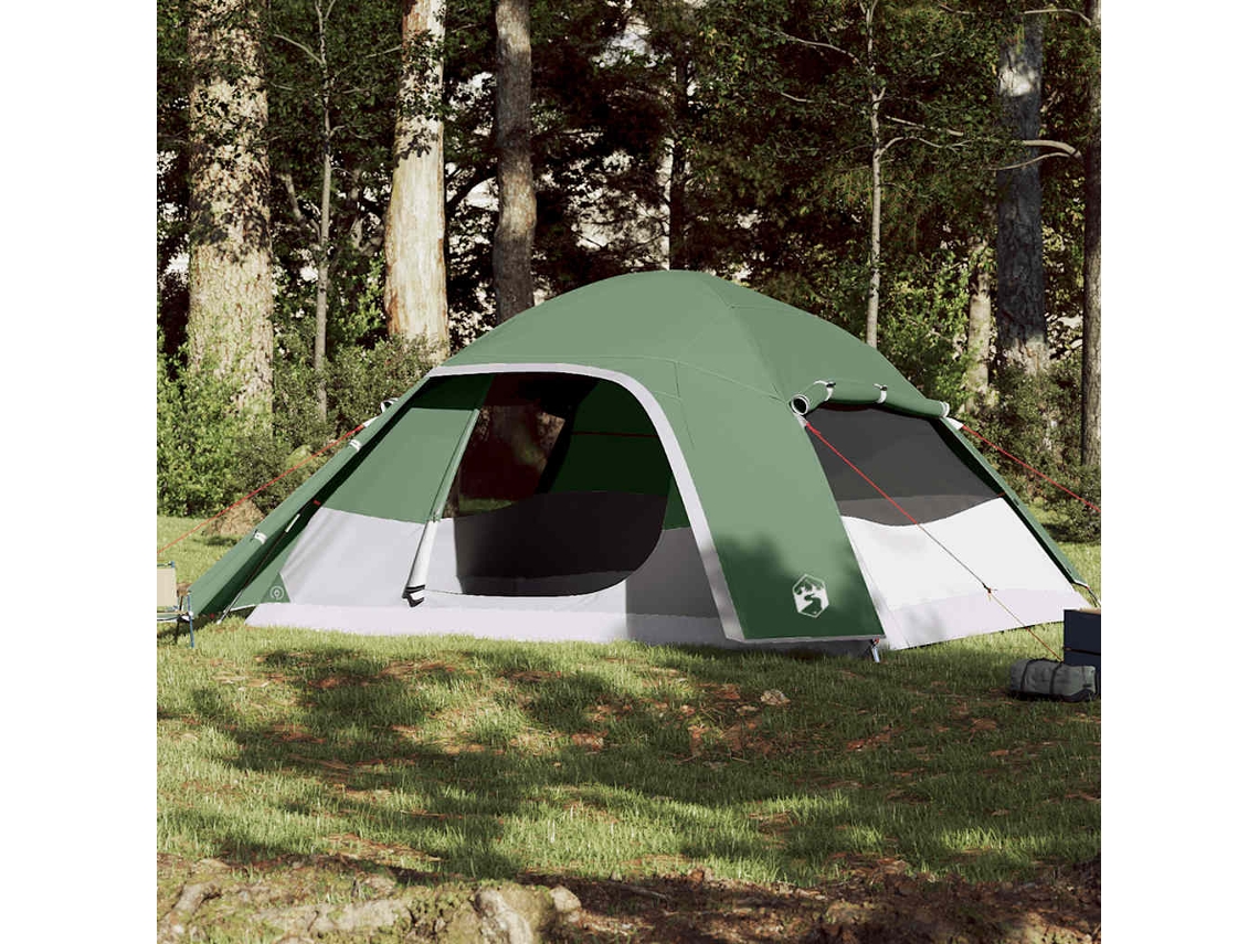 Tienda de campaña tipo domo familiar para 6 personas, impermeable, verde.