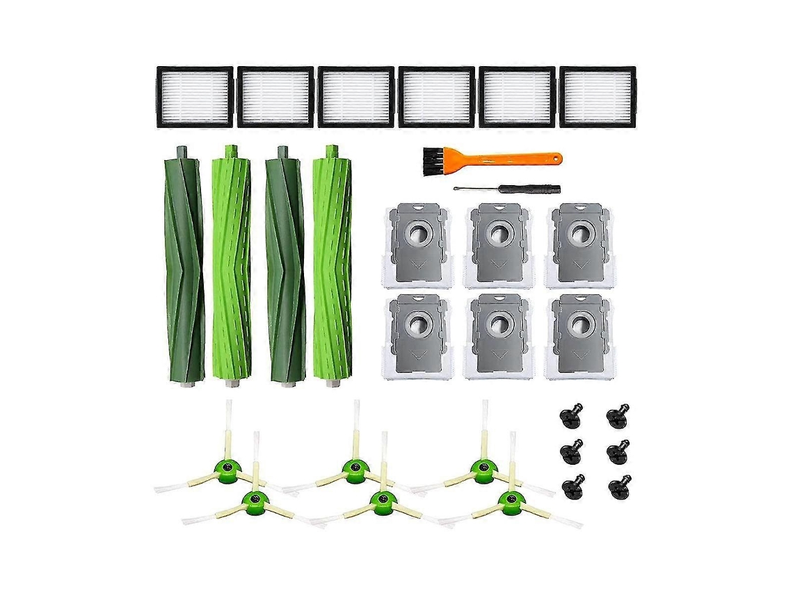 Para E, I, J, incluye 2 juegos de cepillos de goma, 6 filtros HEPA, 6 cepillos laterales y 6 bolsas para aspiradora.