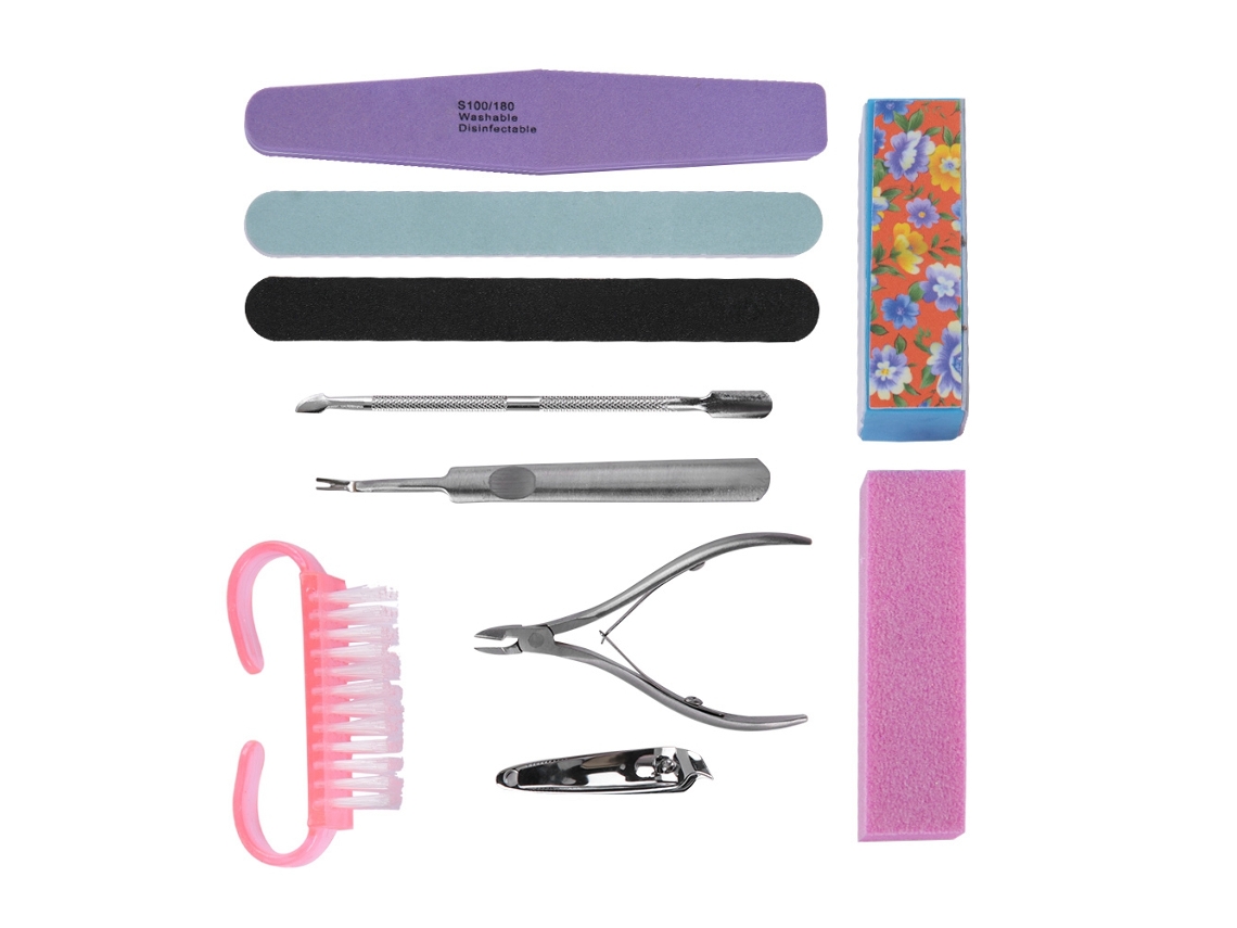 10 Piezas Set Herramientas Manicura Pedicura Profesional Lijas Esponjas Buffer Pulidor Uñas Arte