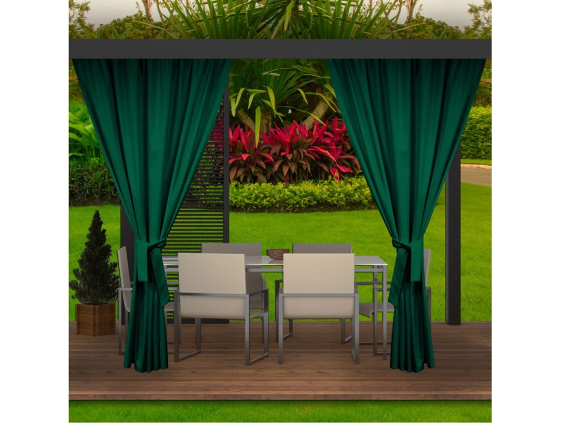 Cortinas Exterior 2x 155x200cm Cortina Verde para Pérgola Impermeable Cortina exterior para terraza Cortina parasol para balcón