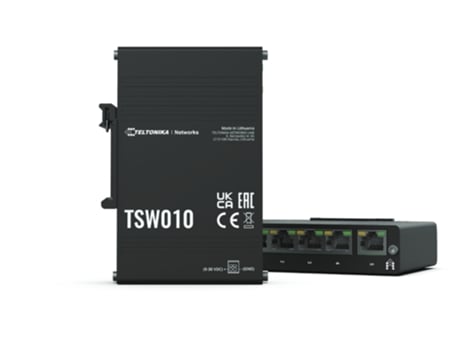 Switch TELTONIKA Tsw010 Din Rain 5 X Fast Ethernet 10/100 Alimentación a través de Ethernet Poe Negro