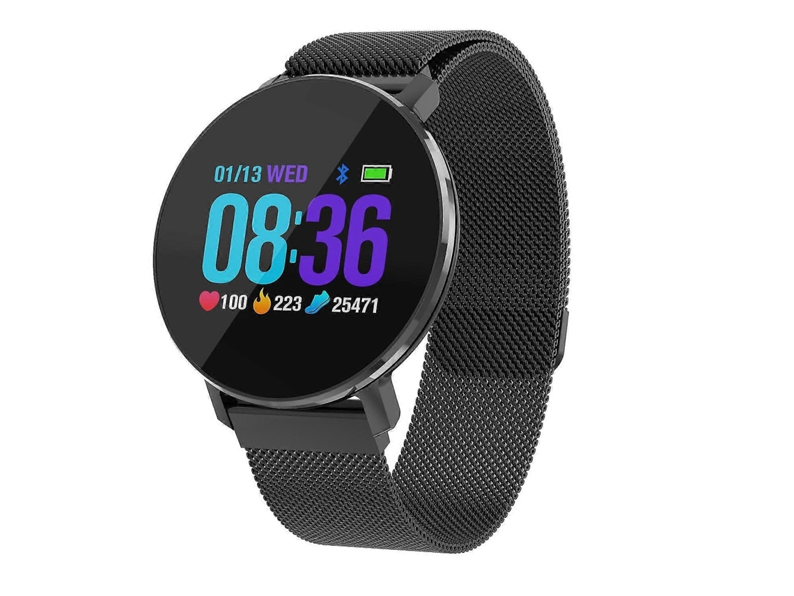 Reloj inteligente T5 con diseño ultrafino y monitor de frecuencia cardíaca dinámico, reloj de negocios de acero, color negro Ly Ebike