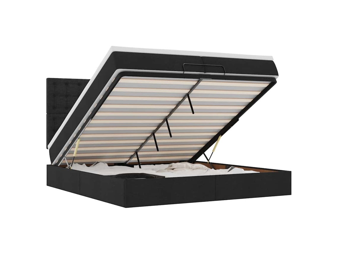 Maison Exclusive - Estructura De Cama Otomana Con Colchones Tela Negra 200x200cm