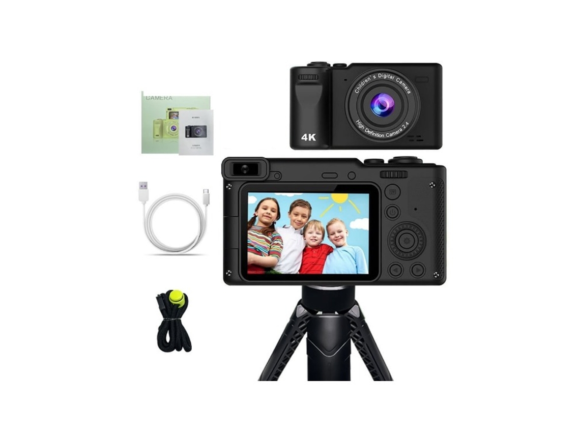 Cámara Digital 4k De 2.4 Pulgadas Con Zoom 8x Cámara Dual Ccd Hd Con Trípode Color Negro Gertiz
