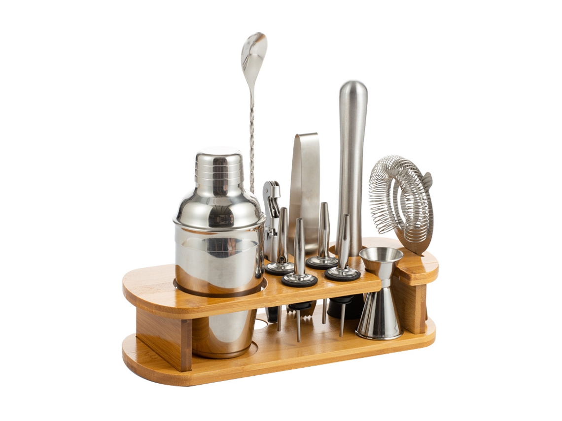 Juego de coctelera de 11 piezas con soporte de almacenamiento, utensilios de bar profesionales DIGITALLAB (350 ml)
