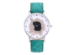Reloj De Pareja Zhoulianfa De Denim Con Correa Cuadro Redondo Cuarzo Verde Unisex