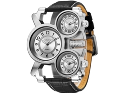 Lindo Reloj De Pulso Masculino De Cuarzo Deportivo Con Tres Fusos Horariosyuysan